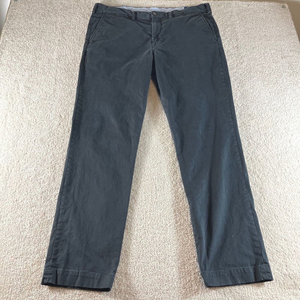 Polo Ralph Lauren Chinos Pants Mens 38x34 Black Stretch Straight Fit Workwear